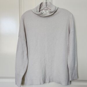 Chelsea & Theodore Ribbed Cream Turtleneck Sweater
